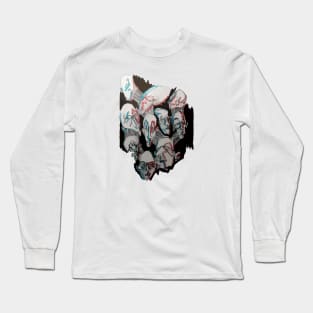 Multiple faces #10 - Psychedelic Ink Drawing with Art Style Long Sleeve T-Shirt